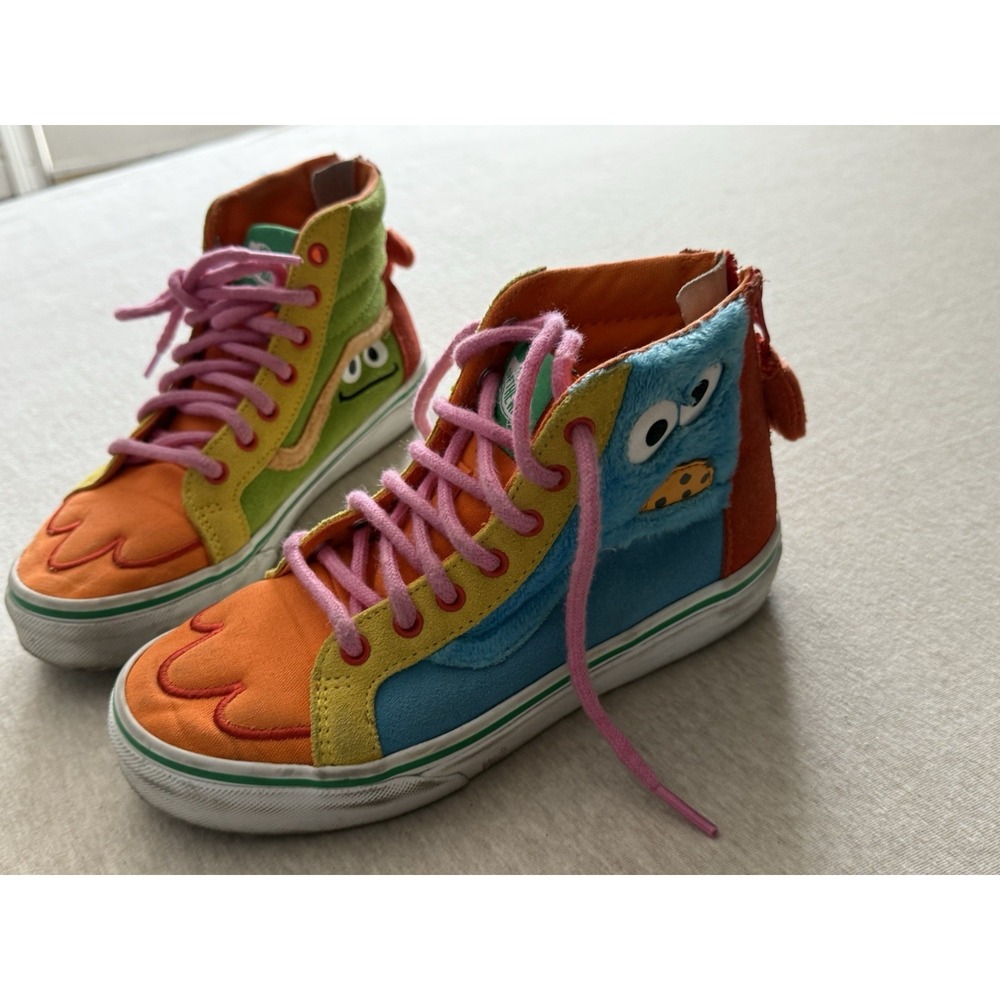 Vans x Sesame Street Toddler Sz 3 Multi Color Zip Casual Shoes SK8-Hi-C4PBMC-SZ